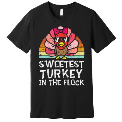 Sweetest Turkey In The Flock Girl Thanksgiving Premium T-Shirt