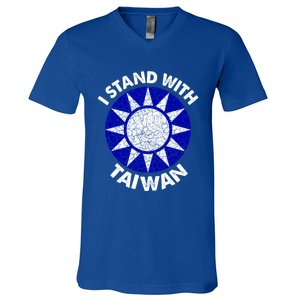 Support Taiwan I Stand With Taiwan Taiwanese Flag Gift V-Neck T-Shirt