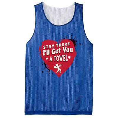 Stay There I'll Get You A Towel Valentines Day Funny Couple Great Gift Mesh Reversible Basketball Jersey Tank