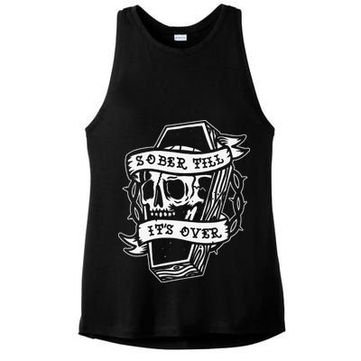 Sober Till It's Over AA NA Recovery Alcoholics Anonymous Ladies PosiCharge Tri-Blend Wicking Tank