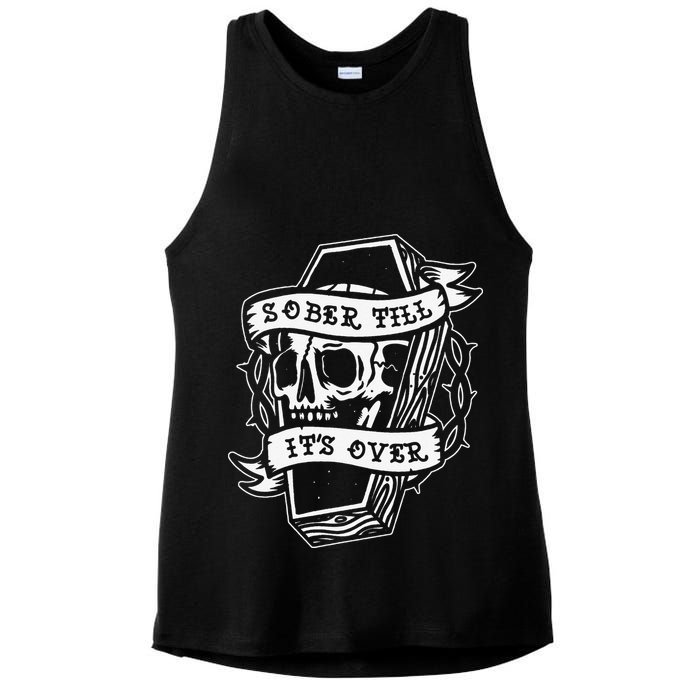 Sober Till It's Over AA NA Recovery Alcoholics Anonymous Ladies PosiCharge Tri-Blend Wicking Tank