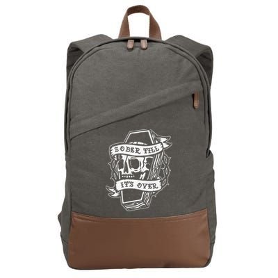 Sober Till It's Over AA NA Recovery Alcoholics Anonymous Cotton Canvas Backpack