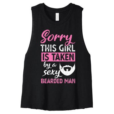 Sorry this is taken by a sexy bearded man Women's Racerback Cropped Tank