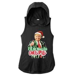 Santa Trump I’Ll Be Home For Christmas Ladies PosiCharge Tri-Blend Wicking Draft Hoodie Tank