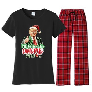 Santa Trump I’Ll Be Home For Christmas Women's Flannel Pajama Set