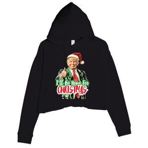 Santa Trump I’Ll Be Home For Christmas Crop Fleece Hoodie