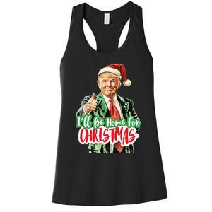 Santa Trump I’Ll Be Home For Christmas Women's Racerback Tank