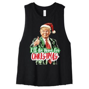 Santa Trump I’Ll Be Home For Christmas Women's Racerback Cropped Tank