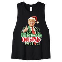 Santa Trump I’Ll Be Home For Christmas Women's Racerback Cropped Tank