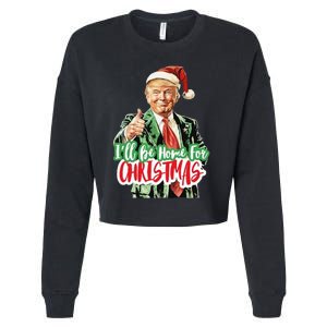 Santa Trump I’Ll Be Home For Christmas Cropped Pullover Crew