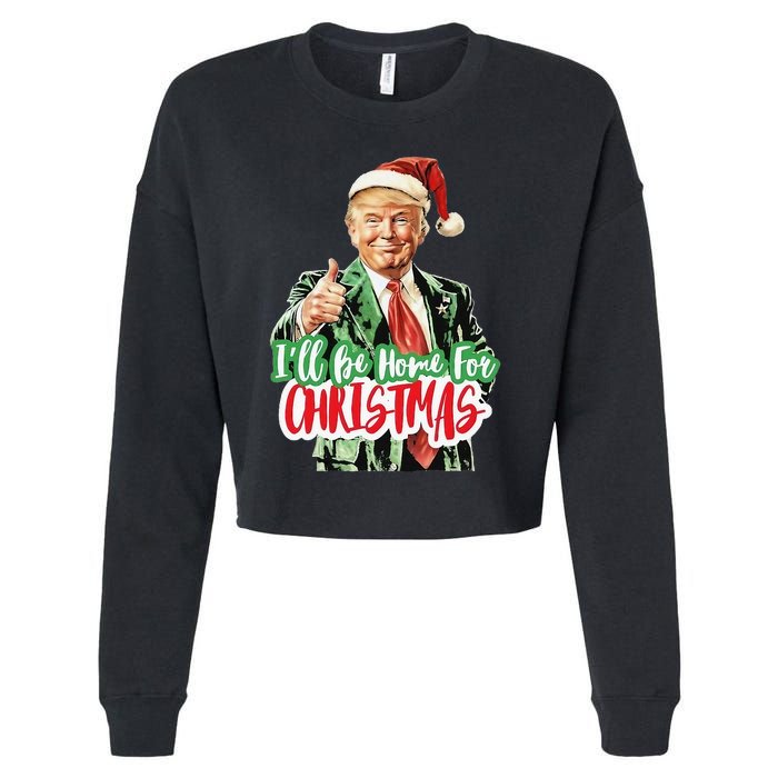 Santa Trump I’Ll Be Home For Christmas Cropped Pullover Crew