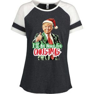 Santa Trump I’Ll Be Home For Christmas Enza Ladies Jersey Colorblock Tee