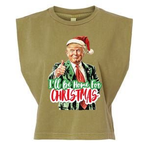 Santa Trump I’Ll Be Home For Christmas Garment-Dyed Women's Muscle Tee