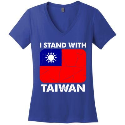 Support Taiwan I Stand With Taiwan Taiwanese Flag Gift Women's V-Neck T-Shirt