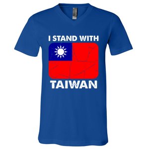 Support Taiwan I Stand With Taiwan Taiwanese Flag Gift V-Neck T-Shirt