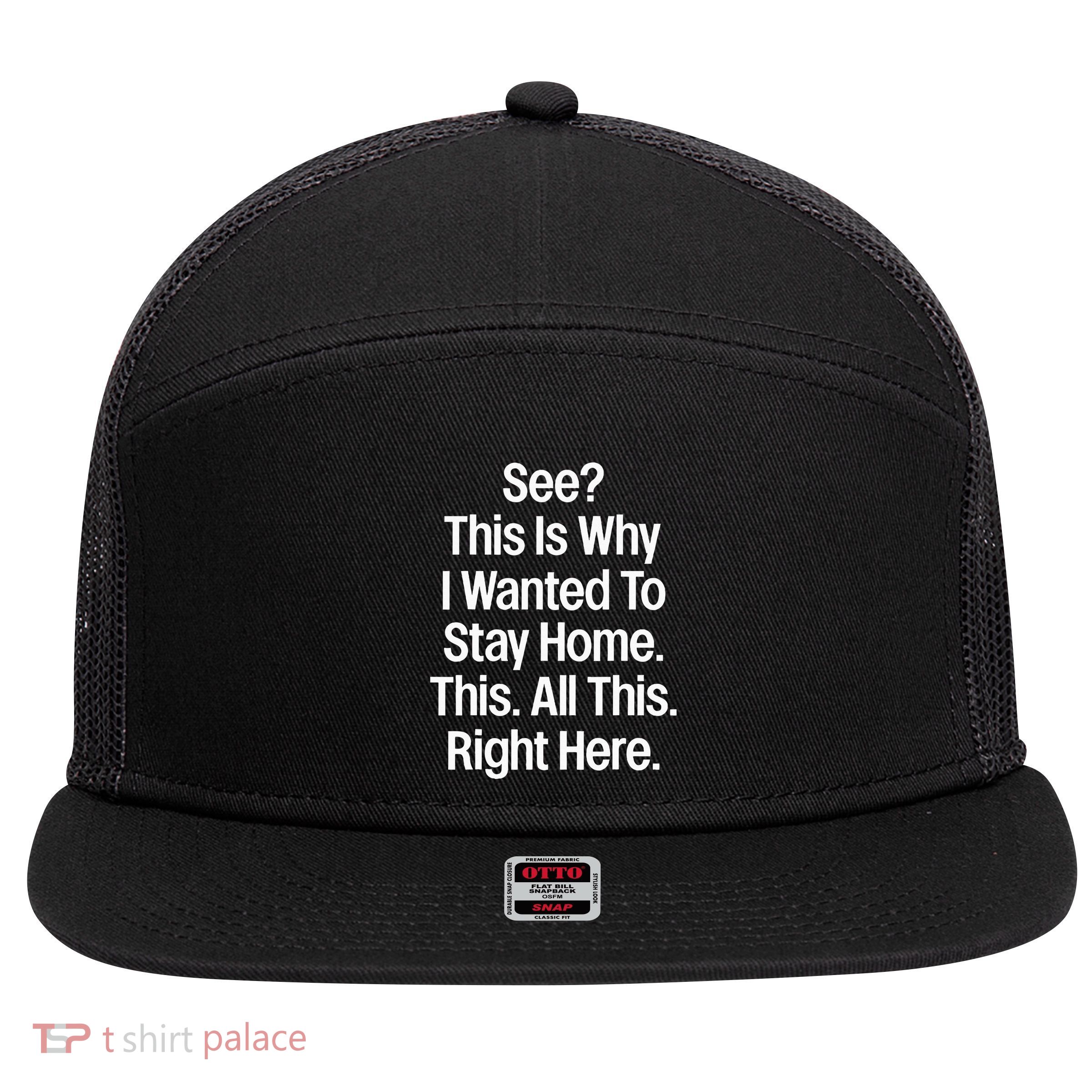 See This Is Why I Wanted To Stay Home Funny Sarcastic 7 Panel Mesh Trucker Snapback Hat