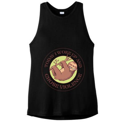 Sloth Today I Woke Up And Chose Violence Ladies PosiCharge Tri-Blend Wicking Tank