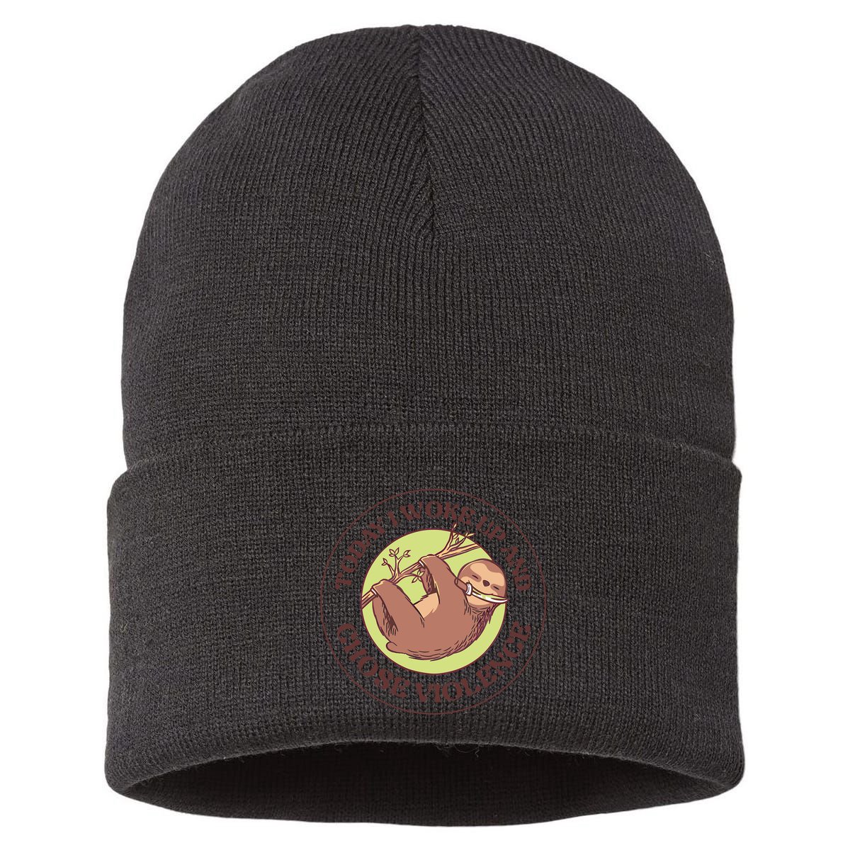 Sloth Today I Woke Up And Chose Violence Sustainable Knit Beanie