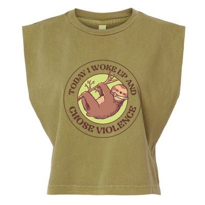 Sloth Today I Woke Up And Chose Violence Garment-Dyed Women's Muscle Tee