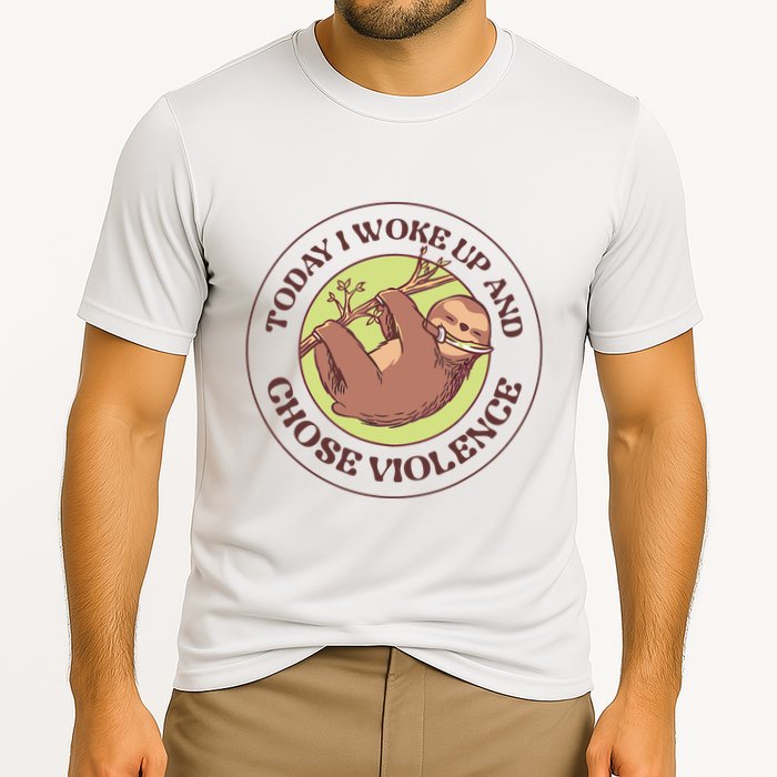 Sloth Today I Woke Up And Chose Violence Cooling Performance Crew T-Shirt