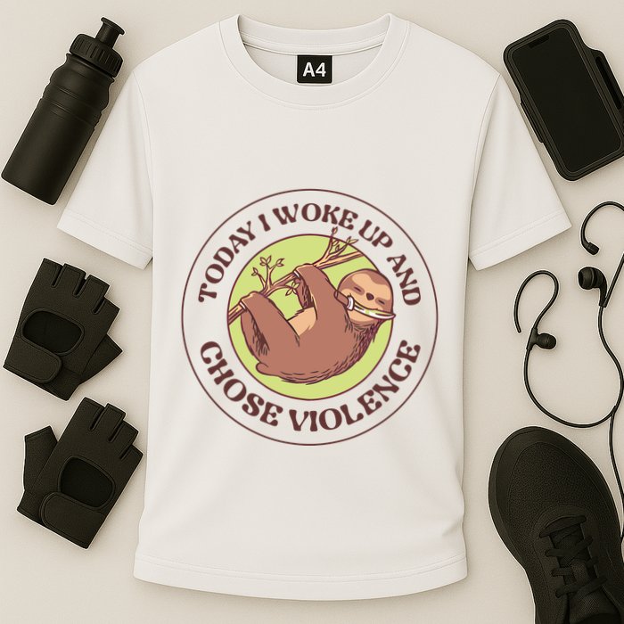 Sloth Today I Woke Up And Chose Violence Cooling Performance Crew T-Shirt