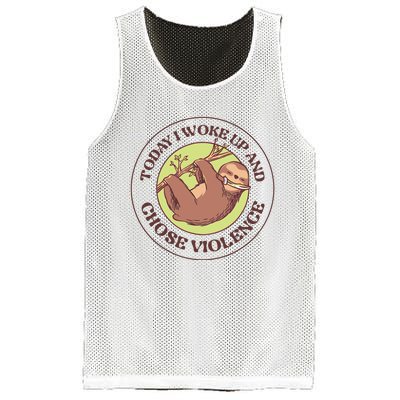 Sloth Today I Woke Up And Chose Violence Mesh Reversible Basketball Jersey Tank