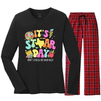 State Testing Its Staar Day Dont Stress Do Your Best Women's Long Sleeve Flannel Pajama Set 