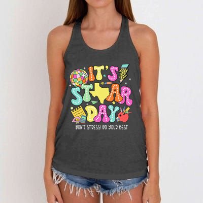 State Testing Its Staar Day Dont Stress Do Your Best Women's Knotted Racerback Tank