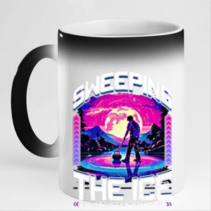 Sweeping The Ice Like It’S The Final Boss Level Curling Cute Gift 11oz Black Color Changing Mug