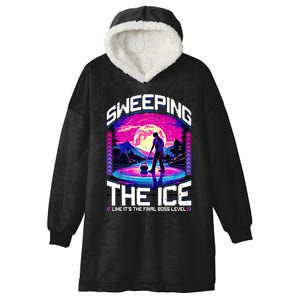 Sweeping The Ice Like It’S The Final Boss Level Curling Cute Gift Hooded Wearable Blanket