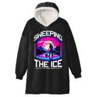 Sweeping The Ice Like It’S The Final Boss Level Curling Cute Gift Hooded Wearable Blanket