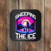 Sweeping The Ice Like It’S The Final Boss Level Curling Cute Gift Coaster