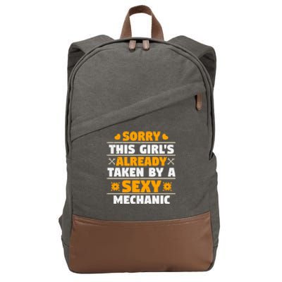 Sorry This Is Already Taken By A Sexy Mechanic Funny Cool Gift Cotton Canvas Backpack