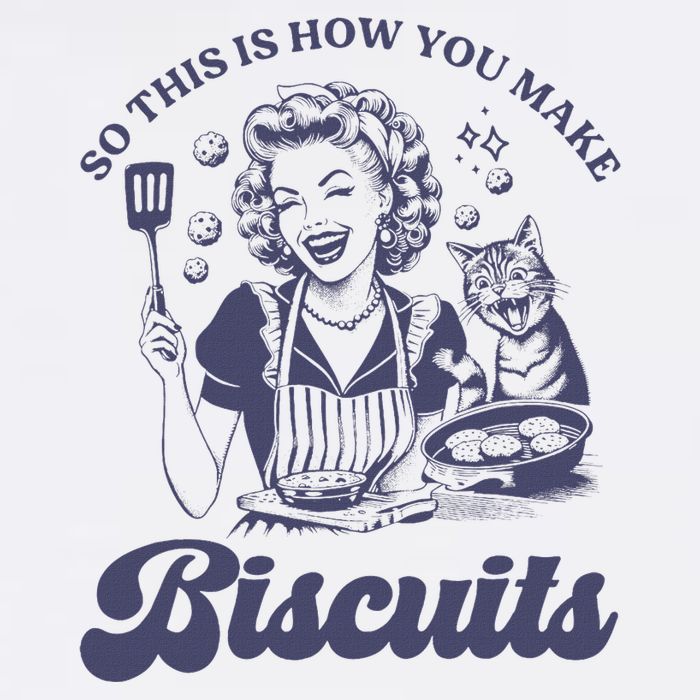 So This Is How You Make Biscuits Funny Meme Cat Baking Retro Poster