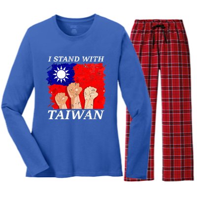 Support Taiwan I Stand With Taiwan Taiwanese Flag Gift Women's Long Sleeve Flannel Pajama Set 