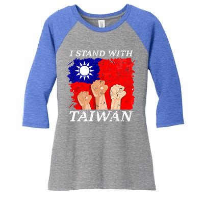 Support Taiwan I Stand With Taiwan Taiwanese Flag Gift Women's Tri-Blend 3/4-Sleeve Raglan Shirt