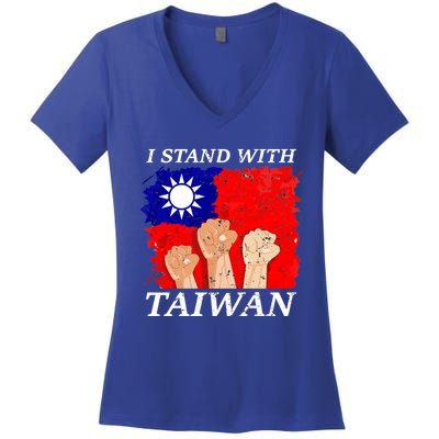 Support Taiwan I Stand With Taiwan Taiwanese Flag Gift Women's V-Neck T-Shirt