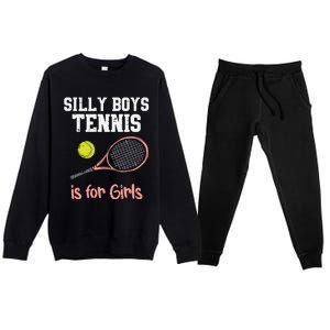 Silly Tennis Is Funny Player Cool Gift Premium Crewneck Sweatsuit Set