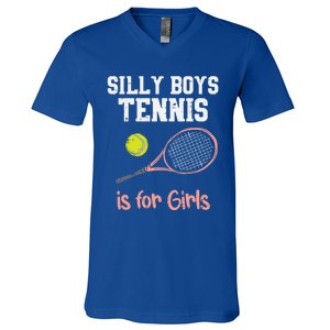 Silly Tennis Is Funny Player Cool Gift V-Neck T-Shirt