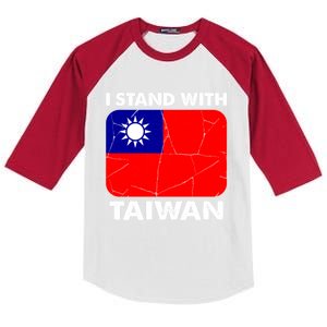 Support Taiwan I Stand With Taiwan Taiwanese Flag Cool Gift Kids Colorblock Raglan Jersey