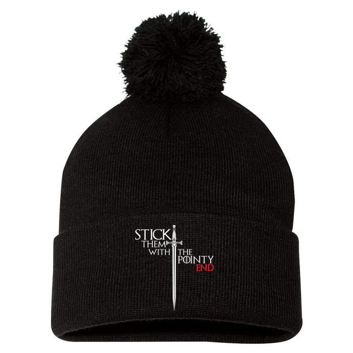 Stick Them With The Pointy End Pom Pom 12in Knit Beanie