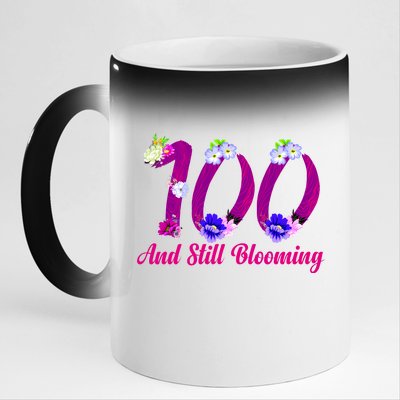 Still Blooming 100th Birthday Flowers 11oz Black Color Changing Mug