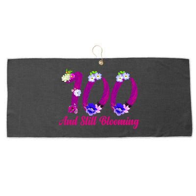 Still Blooming 100th Birthday Flowers Large Microfiber Waffle Golf Towel