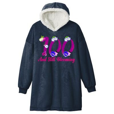 Still Blooming 100th Birthday Flowers Hooded Wearable Blanket