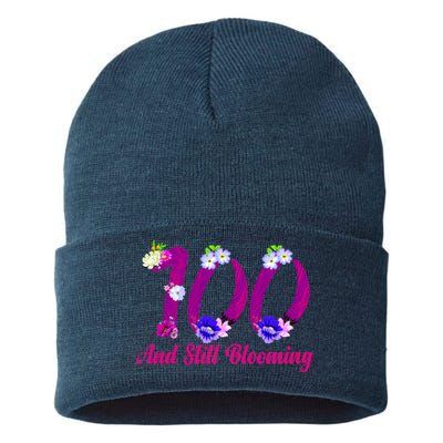 Still Blooming 100th Birthday Flowers Sustainable Knit Beanie