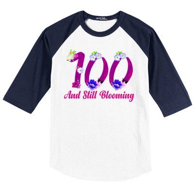 Still Blooming 100th Birthday Flowers Baseball Sleeve Shirt