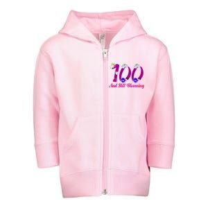 Still Blooming 100th Birthday Flowers Toddler Zip Fleece Hoodie