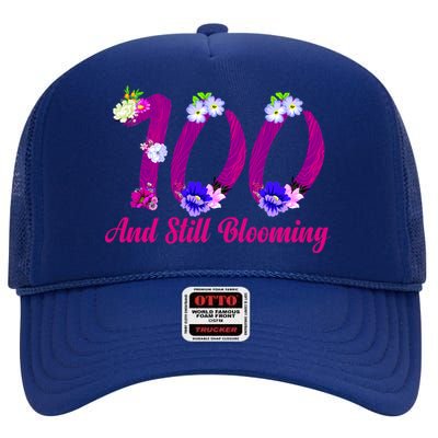 Still Blooming 100th Birthday Flowers High Crown Mesh Back Trucker Hat