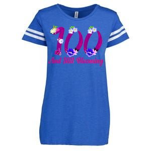 Still Blooming 100th Birthday Flowers Enza Ladies Jersey Football T-Shirt