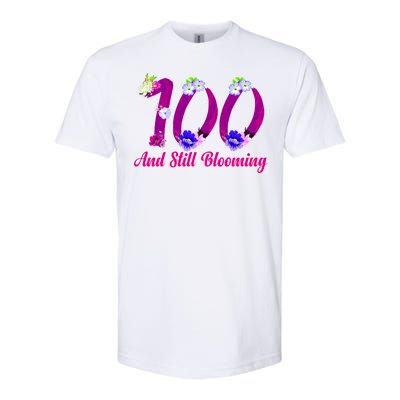 Still Blooming 100th Birthday Flowers Softstyle CVC T-Shirt